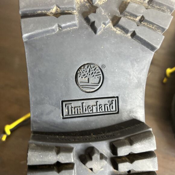 Timberland Premium 6 in Waterproof Boots - Boys Size 7 Black Grey Yellow - Picture 4 of 16